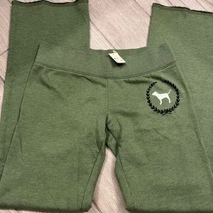 VS Pink XS bootcut sweatpants, olive green